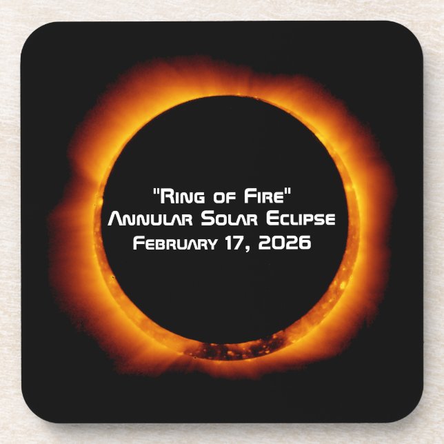 Porta-copo Eclipse Solar Anelar de Fogo de 2026 (Frente)