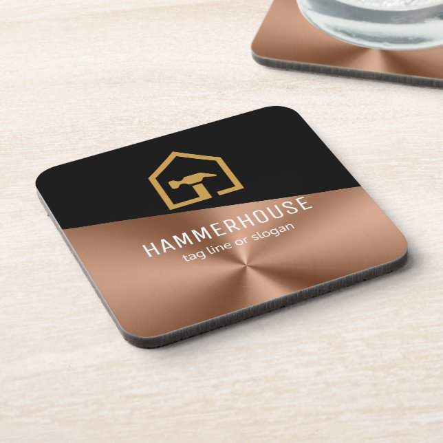 Porta-copo Edifício de Construção Preto e Bronze Moderno (Left Side)