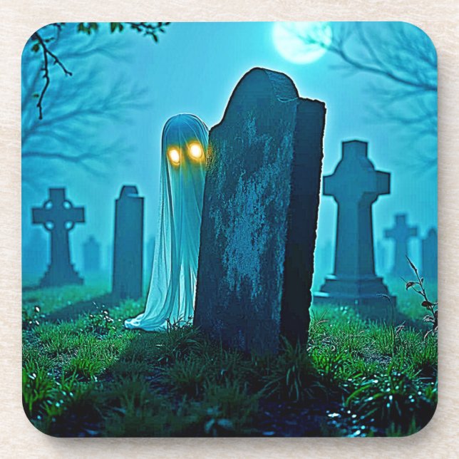 Porta-copo Eerie Glimpse de Graveyard Ghost (Frente)