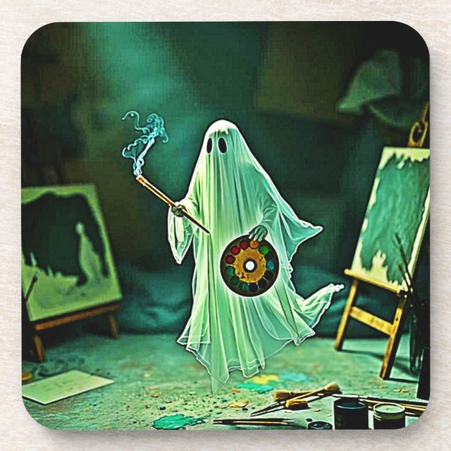 Porta-copo Eerie Masterícula de artista fantasma (Frente)