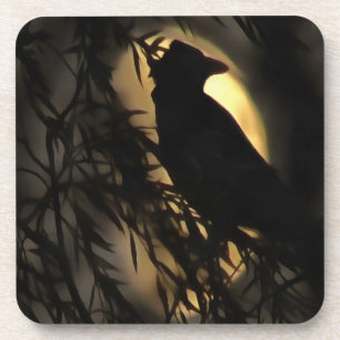 Porta-copo Eerie Raven Silhouette Contra Uma Lua Brilhante