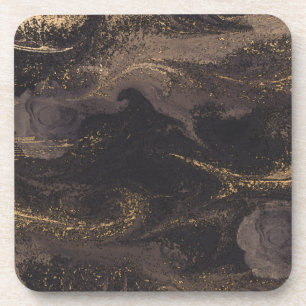 Porta-copo efeito de textura abstrato glam preto e dourado
