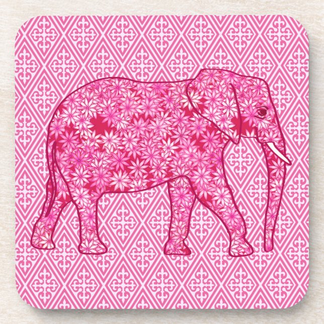 Porta-copo Elefante da flor - cor-de-rosa fuchsia (Frente)
