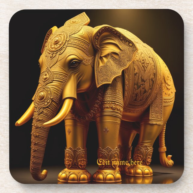 Porta-copo Elefante Dourado Real (Frente)