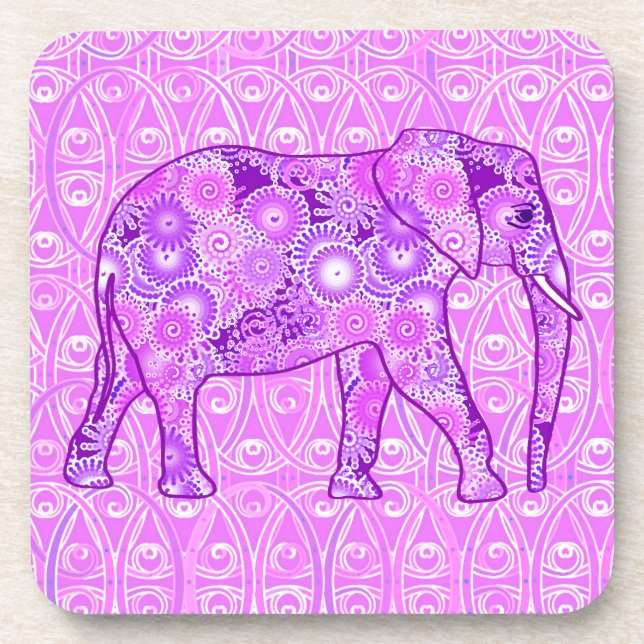 Porta-copo Elefante em redemoinho fractal - roxo e orquídea (Frente)