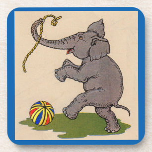 Porta-copo elefante feliz brincando com corda e bola