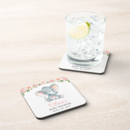 Porta-copo Elefante, Flores De Aquarela Rosa, Chá de fraldas