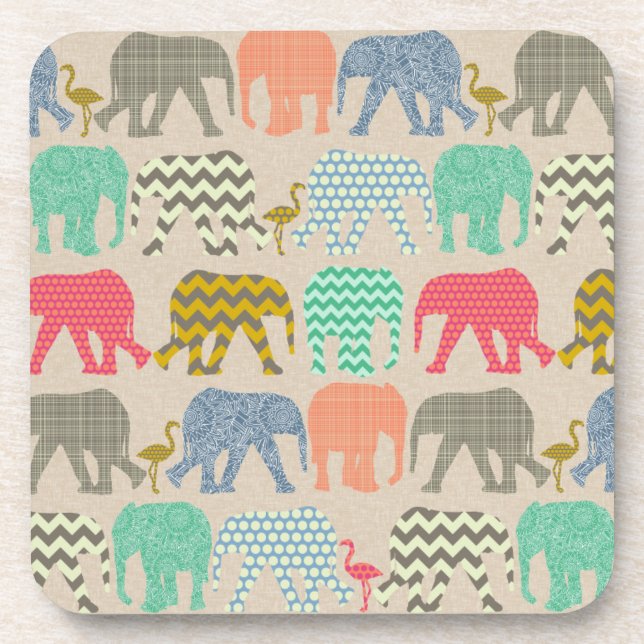 Porta-copo elefantes para bebês e flamingos (Frente)