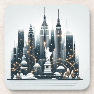Porta-copo Elegância de Férias em Nova York - Natal Personali