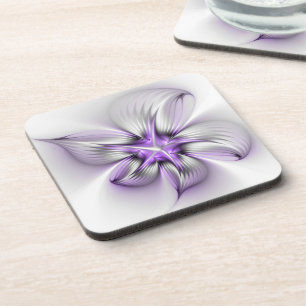 Porta-copo Elegância Floral Arte Fractal Violeta Abstrata Mod