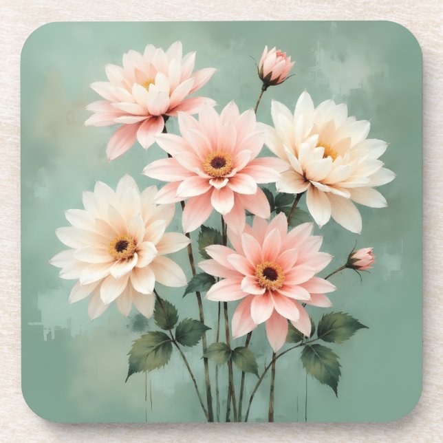 Porta-copo Elegant Blush Chrysanthemum Art (Frente)