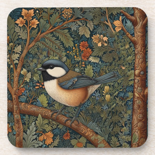 Porta-copo Elegant retro woodland bird  (Frente)