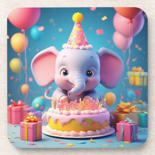 Porta-copo Elegante Elefante de Desenho Animado Celebrando An