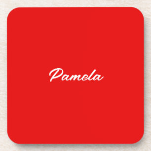 Porta-copo Elegante Nome Clássico Minimalista Vermelho Quente