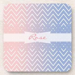 Porta-copo Elegante rosa rosa quartzo azul pastel Chevron Nom
