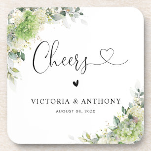 Porta-copo Elegantes Hortênsias Quadradas Wedding Coaster