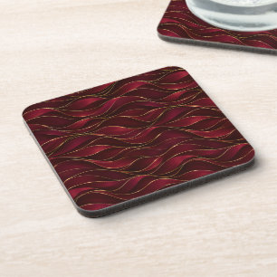 Porta-copo Elegantes Ondas de Mármore Vermelho Borgonha com A