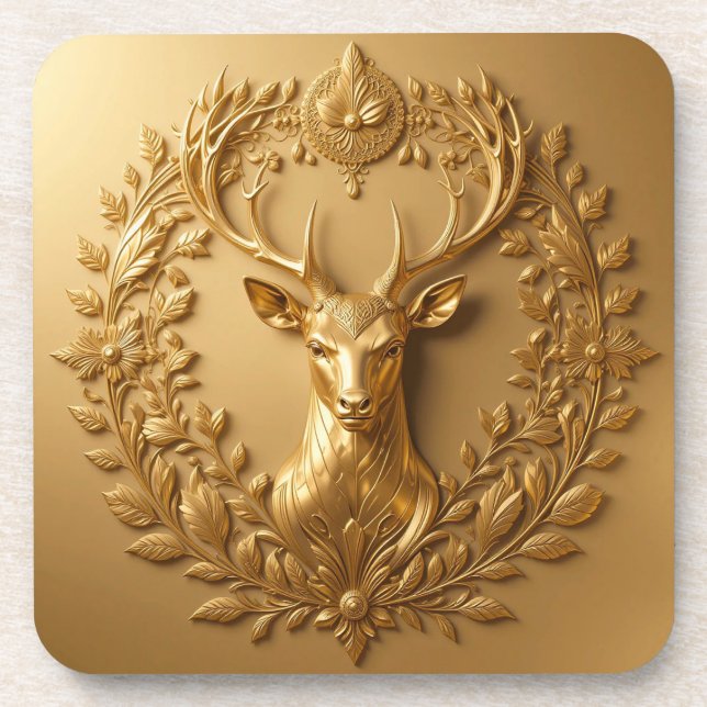 Porta-copo Emblema de Crista de Ouro de Cervo de Luxo Insígni (Frente)