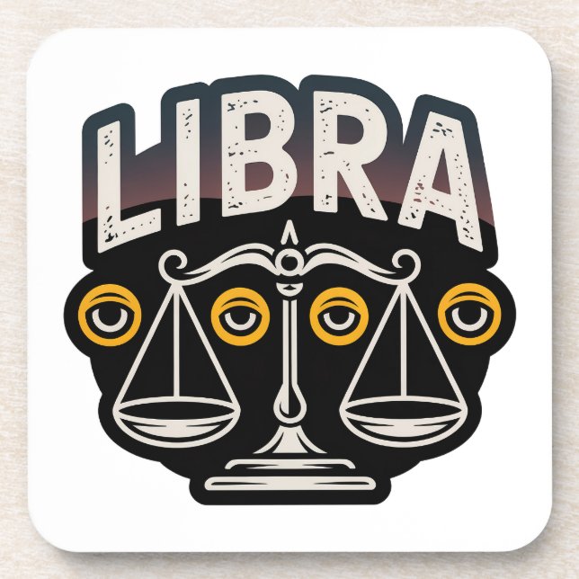 Porta-copo Emblema do Zodíaco de Libra Místico (Frente)