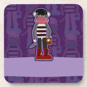 Porta-copo Emo Sock Monkey Purple Cartoon Art Design
