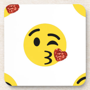 Porta-copo emoji de beijo brilhante