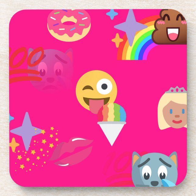 Porta-copo emoji rosa quente (Frente)
