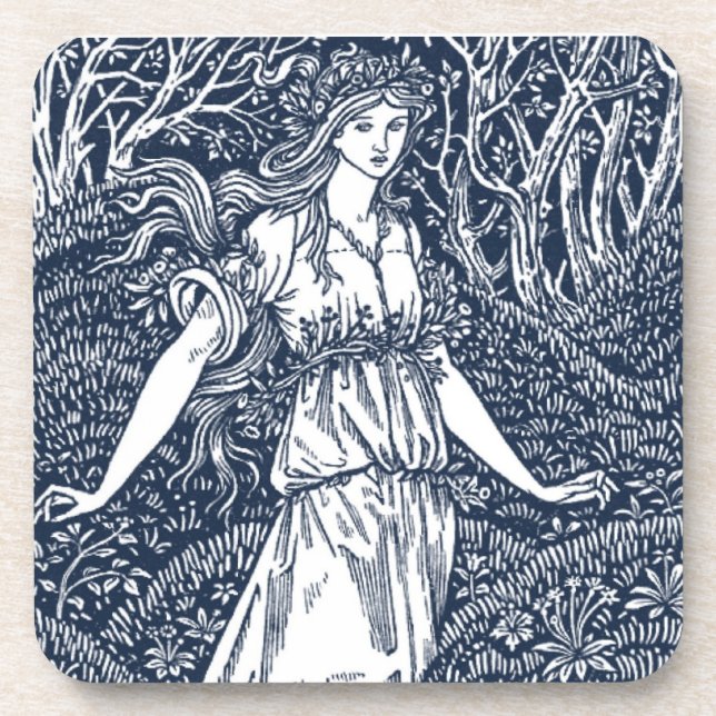 Porta-copo Encantadora mulher da floresta ao estilo de Willia (Frente)