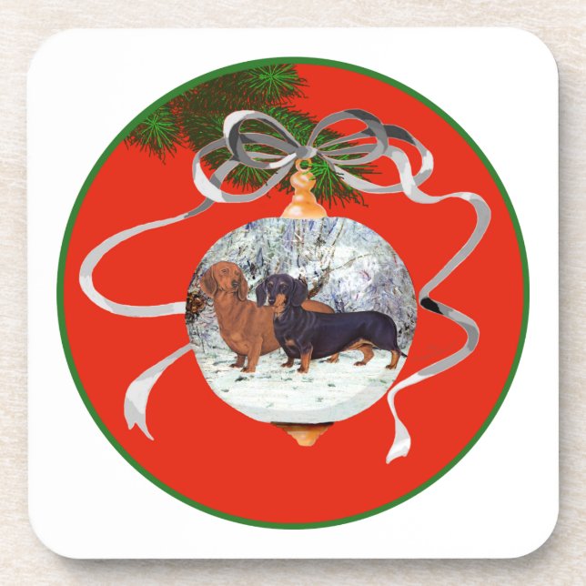 Porta-copo Enfeite de Natal de Dachshunds (Frente)