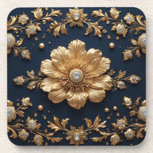 Porta-copo Enfeite Floral Dourado