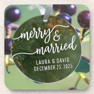 Porta-copo Enfeites de natal elegante "Feliz e casado"
