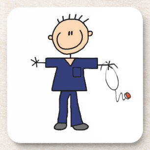 Porta-copo Enfermeiro Homem Figura de Palito - Azul