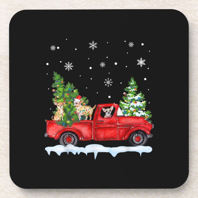 Porta-copo Engraçado Chihuahua com Férias de Natal de Caminhã (Frente)