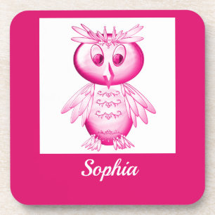 Porta-copo Engraçado Coruja Rosa Personalizada Crianças