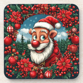 Porta-copo Engraçado Papai Noel com terra e ornamentos