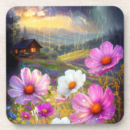 Porta-copo Ephemeral Bloom: Uma Sinfonia de Chuva e Luz