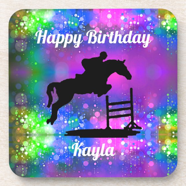 Porta-copo Equestrian Happy Birthday Horse Show Glitter (Frente)