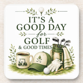 Porta-copo Equipamento de golfe com texto em verde