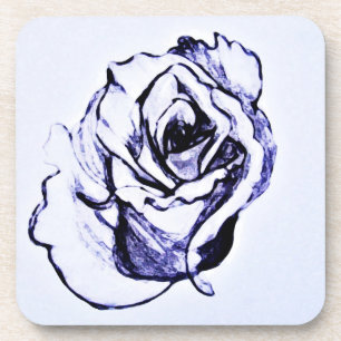 Porta-copo Esboço à mão de flor de rosa