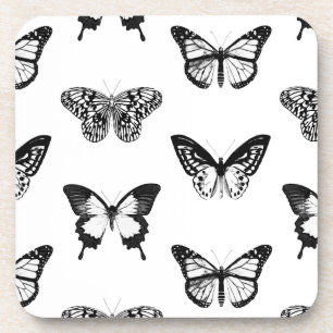 Porta-copo Esboço da borboleta, preto e branco