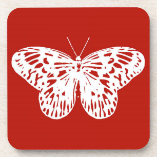 Porta-copo Esboço da borboleta, vermelho e branco profundos
