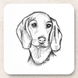Porta-copo esboço desenhado à mão de cachorro dachshund preto