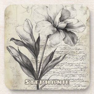 Porta-copo Esboço Floral Russo com Caligrafia - Idade (3)