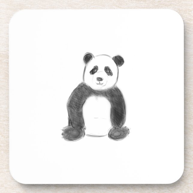 Porta-copo Esboço preto e branco do panda (Frente)