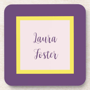 Porta-copo Escrita Manual Nome Elegante Indigo Amarelo Rose Q