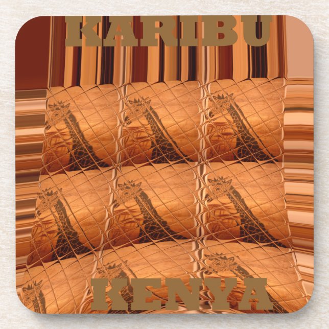 Porta-copo Espelho Africano Tradicional: Girafa Tecida (Frente)