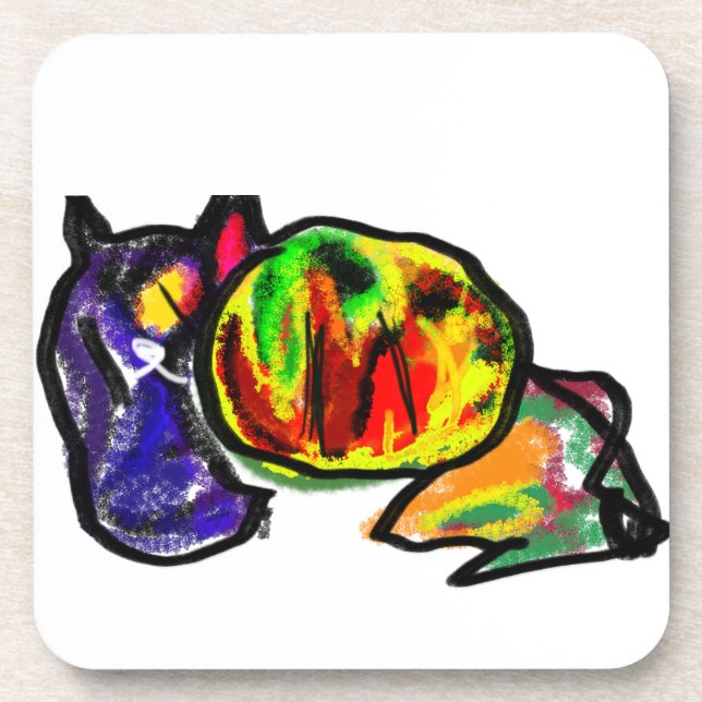 Porta-copo Espera de outono de gato preto (Frente)