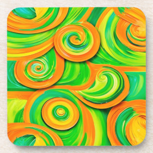 Porta-copo Espiral Verde e Laranja