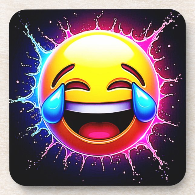 Porta-copo Espirro Alegre: Arte de Emoji Risonho (Frente)