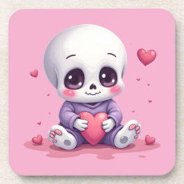 Porta-copo Esqueleto Kawaii Segurando Coração