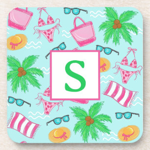 Porta-copo Essenciais de Praia com Monograma Preppy